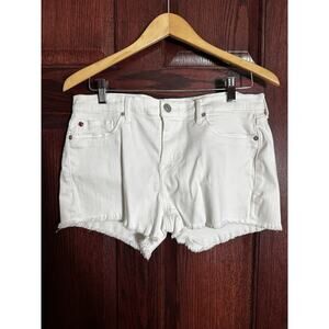 Hudson Jeans White Cutoff Denim Shorts Size 30 Y2K Low Rise Raw Hem Preppy